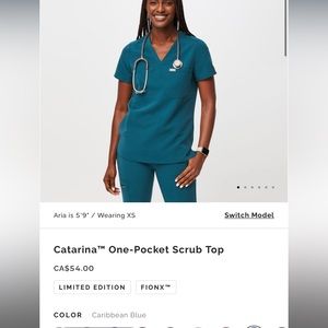 Women’s Caribbean blue catarina one pocket scrub - M